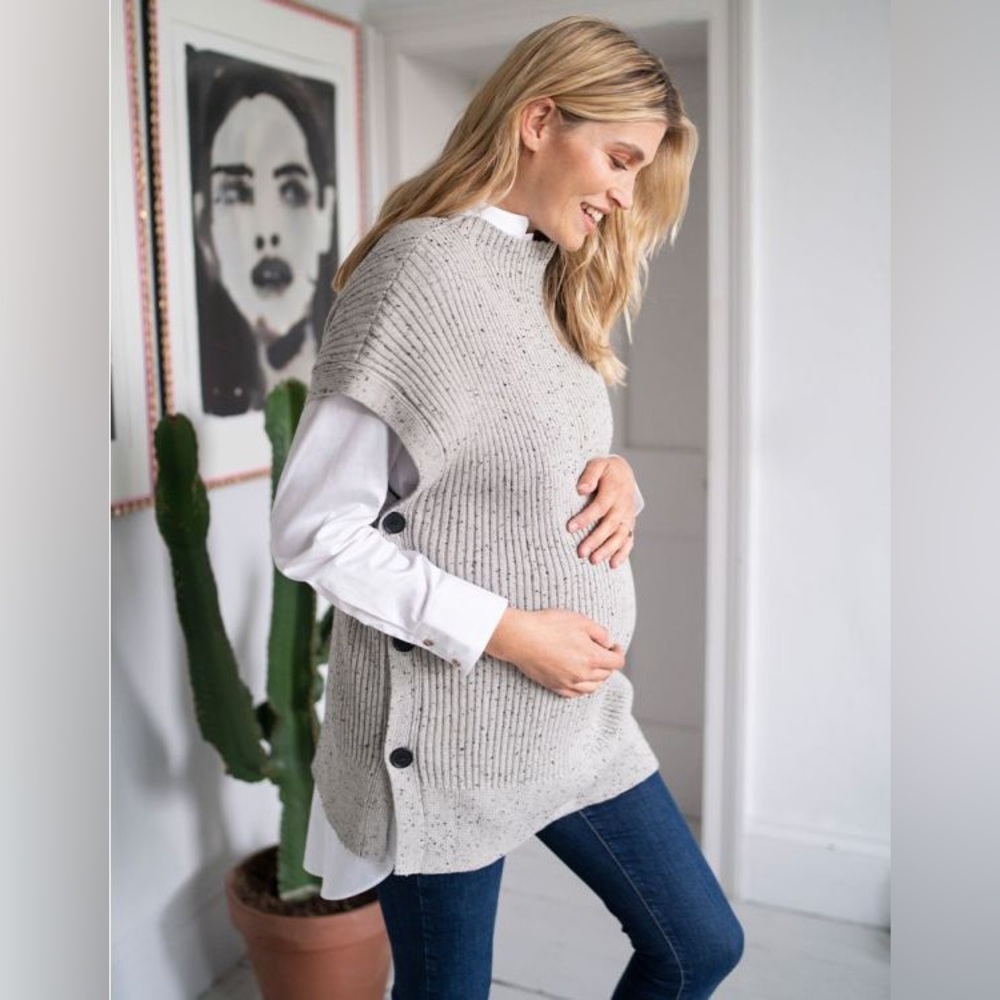Seraphine Maternity & Nursing Sleeveless Ribbed Sweater vest, size M/L - worn 1x